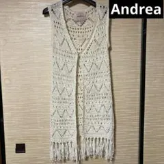 Andrea テープヤーン　ロングジレ　ロングベスト　S/M アイボリー