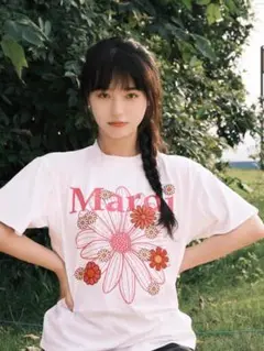 Mardi Mercredi ブラック フラワープリント Tシャツ