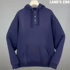 希少 LAND’S END 90s USA製 ハーフボタン ナス紺 パーカー