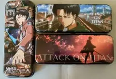 ローソン限定 進撃の巨人 チロルチョコ 缶ケース 包装紙　ハイチュウ　リヴァイ
