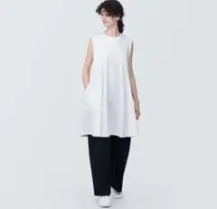 【無印】新品 婦人 天竺編みノースリーブワンピース