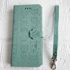 Galaxy Note10 手帳型 ケース 猫 犬 かわいい ストラップ付