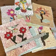 ハンドメイド素材パッチワーク作品花柄９枚セット