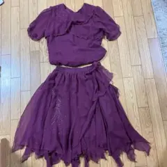 ‼️値引きしました‼️社交ダンスパープルシフォンレッスンウェアセット