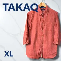 ◇折袖でお洒落に◇TAKAQ 七分袖シャツ オレンジ サイズ【XL】