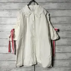 FENDI フェンディ オフショルダーブラウス シャツ 七分袖 リボン ギャザー