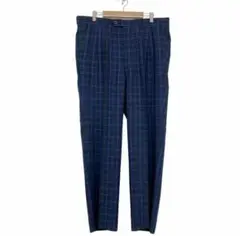 Munsingwearネイビー系チェック柄プリーツカジュアルゴルフパンツ
