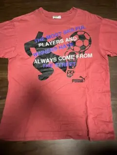 希少！シングルステッチPUMA サッカーTシャツ M 赤