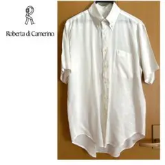 Roberta di Camerino 半袖BDリネンシャツ　ドゥエボットーニL