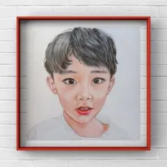 男の子の色鉛筆画　原画　一点物　A4サイズ