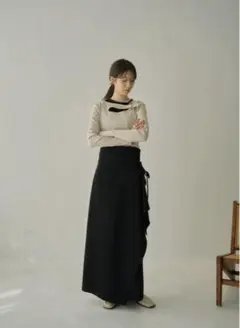 Eaphi asymmetry drape skirt ブラック