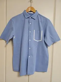DESCENTE 半袖ワークシャツ Mサイズ ブルー 吸汗速乾 美品