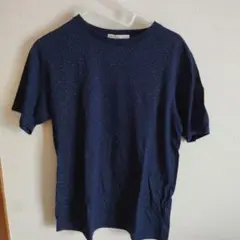ikka　ネイビー ドット模様 半袖Tシャツ