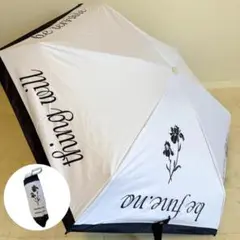 晴雨兼用折りたたみ傘⑤ 英字　白黒　レディース　軽量　日傘　折り畳み　UV　遮熱