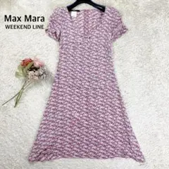 【美品】マックスマーラ シルクワンピース 花柄 リボン 38 ピンク