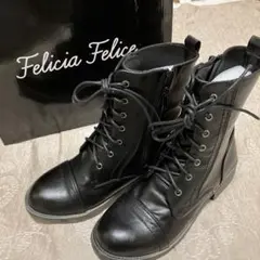 ★美品★Felicia Felicia 黒 レースアップブーツ　25センチ