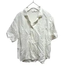 ユニクロ リネンブレンドオープンカラーシャツ M オフホワイト UNIQLO