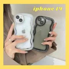 【推し活】iPhone14　スマホケース 人気 レンズ保護 ウェーブ シンプル