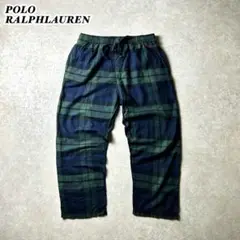 POLORALPHLAURENパジャマパンツイージーパンツグリーン×ネイビーL