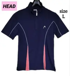 HEAD ハーフジップ Tシャツ L ネイビー/ピンク