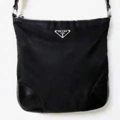 PRADA プラダ 三角ロゴ ナイロン×レザー ショルダーバッグ ブラック