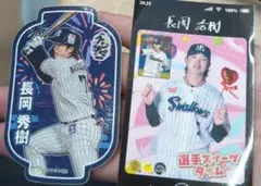 ヤクルトスワローズ　長岡秀樹　ステッカー　カード　セット