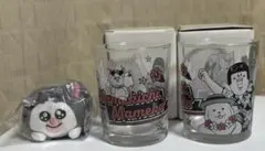 【新品】まめきちまめこ　グラス×2 てのりマスコット　メロ　3品セット