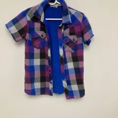 Branshes 半袖チェックブラウスシャツ