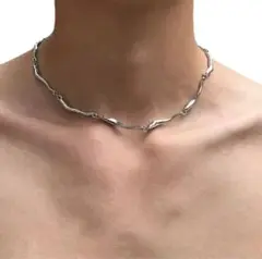 Wave born silver short necklace y2k 深水光太