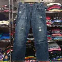 美品 LRG ダメージ加工デニムパンツ W32