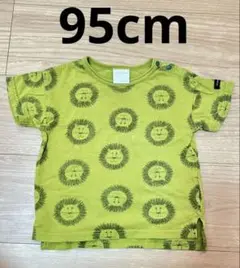 ライオン柄 Tシャツ 95cm 黄緑色