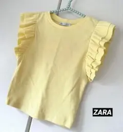 ZARA ザラ フリルトップス　リブトップス　ショート丈トップス