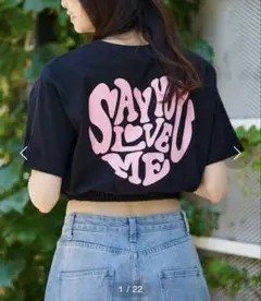 SPINNS ハートバックプリント Tシャツ ショート丈