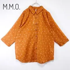 新品タグ付 M.M.O. 花柄シャツ 七分袖 オレンジ 総柄 綿100% M