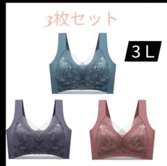 新品未使用✨シームレスブラ 大きいサイズノンワイヤー ナイトブラ 3L 3枚