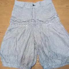 フラボア　ハーフパンツ　バルーンパンツ　グレー　ストライプ　綿