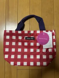 Hanna Hula 赤と白チェック トートバッグ