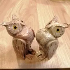 フクロウの置物　2点セット