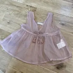 くすみピンクのシースルービスチェ　チュール
