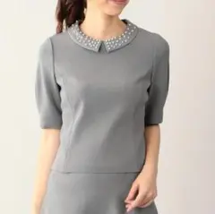 早い者勝ち！【新品】TO BE CHIC パール襟 ストレッチカットソー 42
