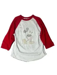 ミッキーマウス 七分袖Tシャツ 赤と白