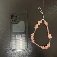 apple iPhone15 ケース　ガラケー風　y2k ハートストラップ