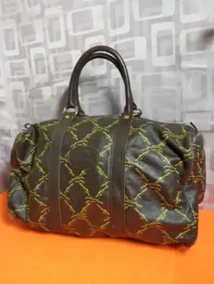 LONGCHAMP ロンシャン ボストンバッグ レザー 総柄 茶色 ブラウン