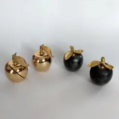 林檎型 カード立て 写真立て オブジェ 金と黒