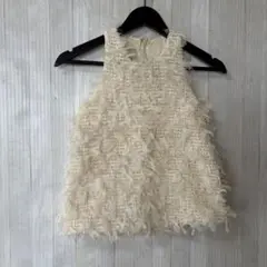 【新品未着用】フリンジ フェザー ノースリーブ トップス