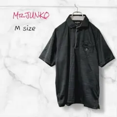 Mr.JUNKO ポロシャツ ブラック 半袖 (M) ジップアップ 送料無料