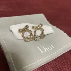 Dior ディオール ピアス 両耳用 リボン ゴールド 袋付き レディース