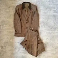DAKS ダックス　スカートセットアップ　チェック　ブラウン