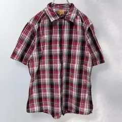 k711》Zanber チェックシャツ 半袖 綿100% カジュアル ラフ XL