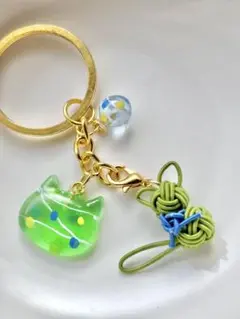 水引猫ちゃん ヨーヨー 夏祭りキーホルダー
